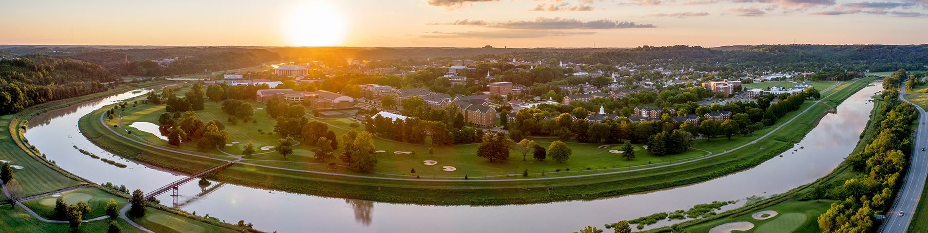 campus at sunset areal view