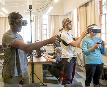 students using virtual reality gear 